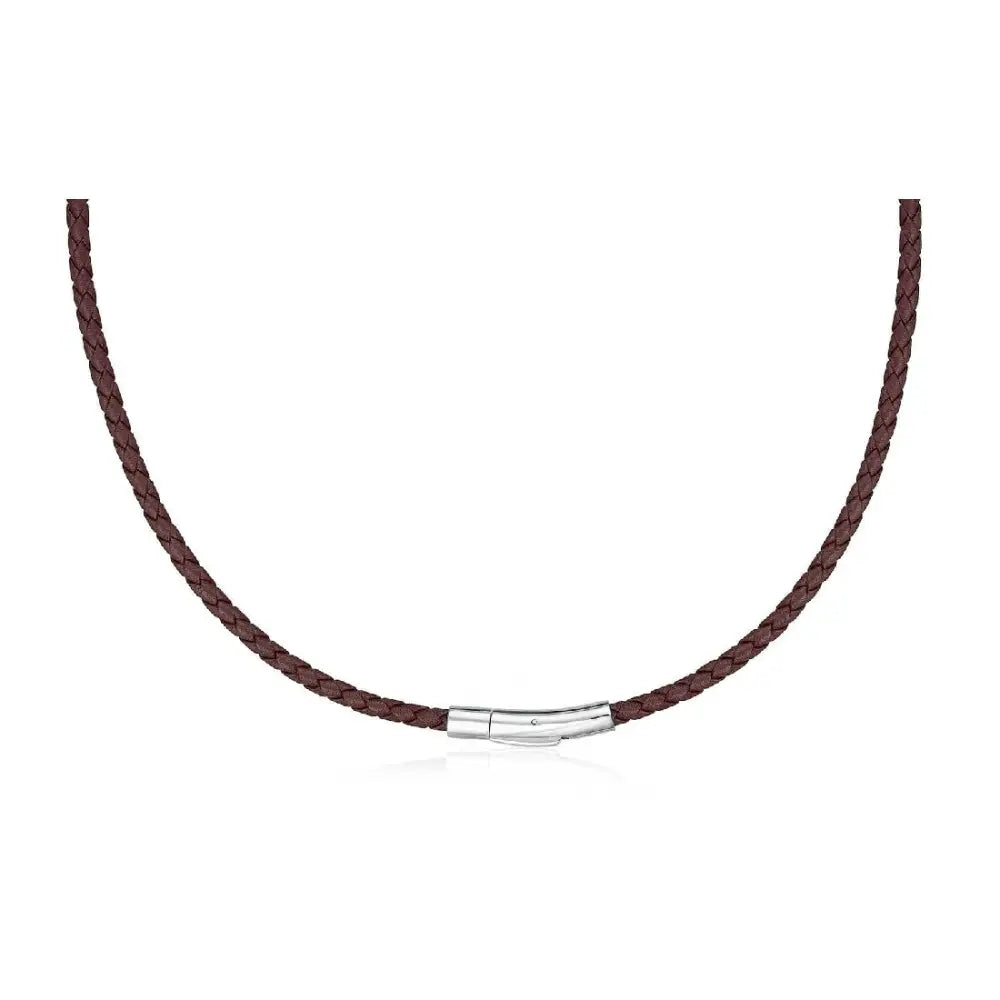 3mm Brown Leather Necklace With Shiny Clip -60cm SEASPRAY