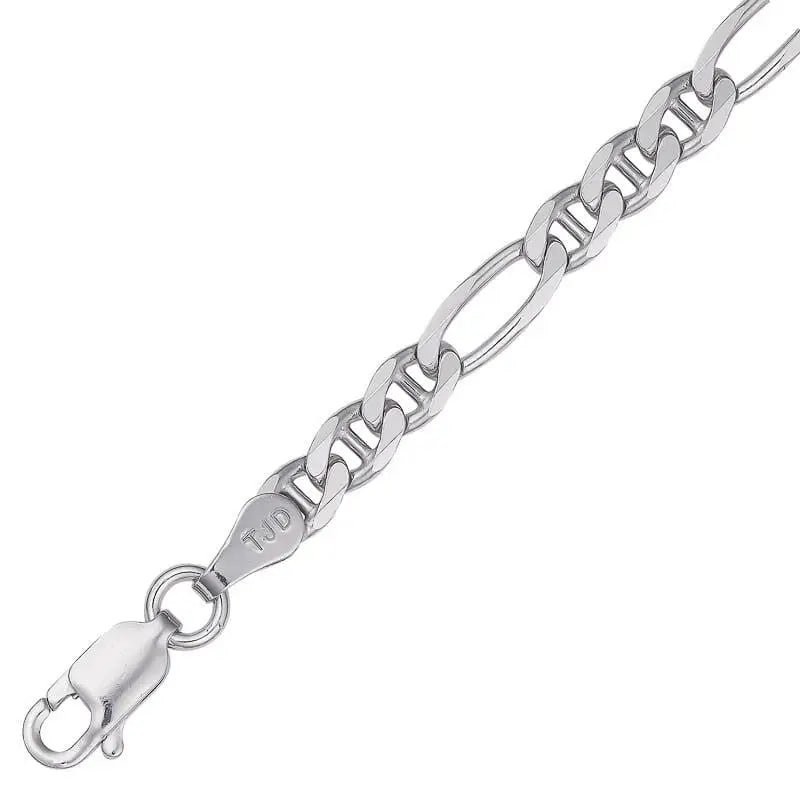 4mm Rhodium Plated Sterling Silver Firagucci 3+1 Chain 55cm