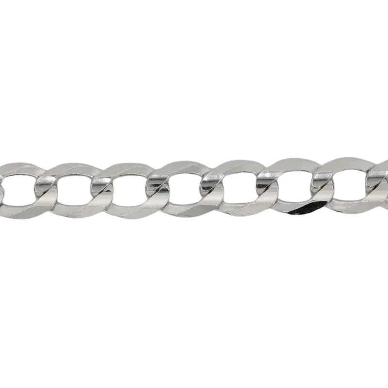 7.9mm Rhodium Plated Sterling Silver Flat Curb Concave Chain