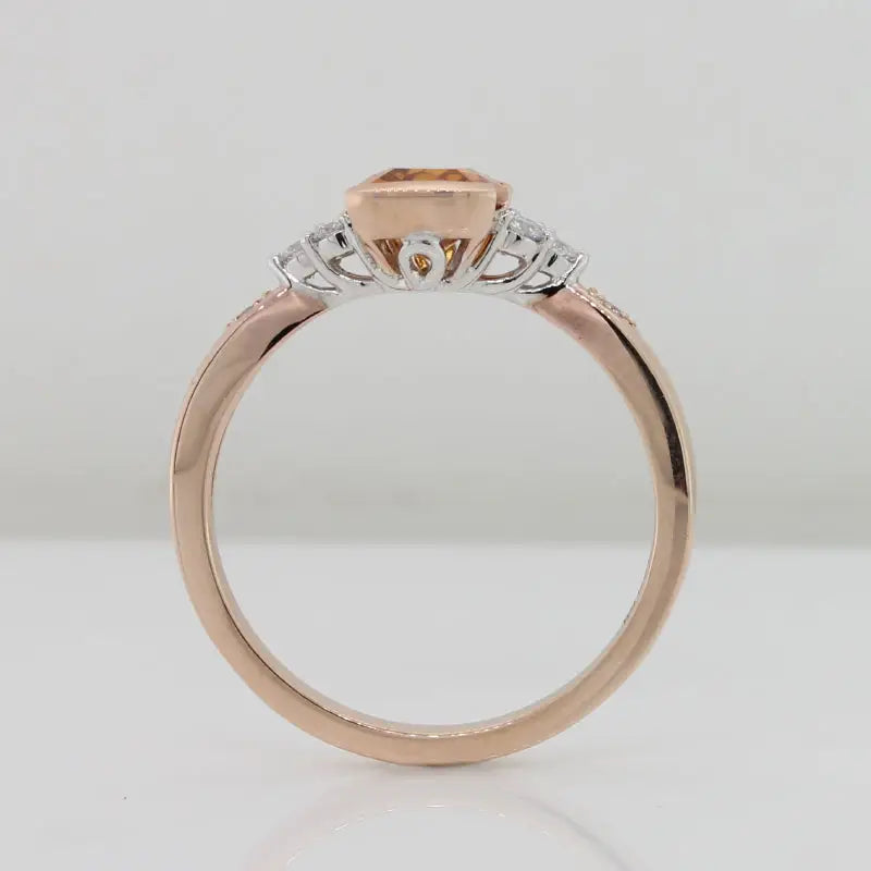 9 Carat Rose and White Gold Diamond And Orange Spessartite Garnet Ring 