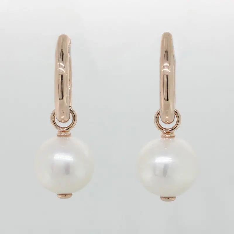 9 Carat Rose Gold 12mm Fresh Water Pearl  Huggie Earrings