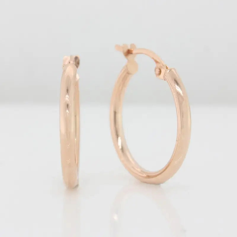 9 carat Rose Gold 15mm 2mm Tube Hoop Earrings