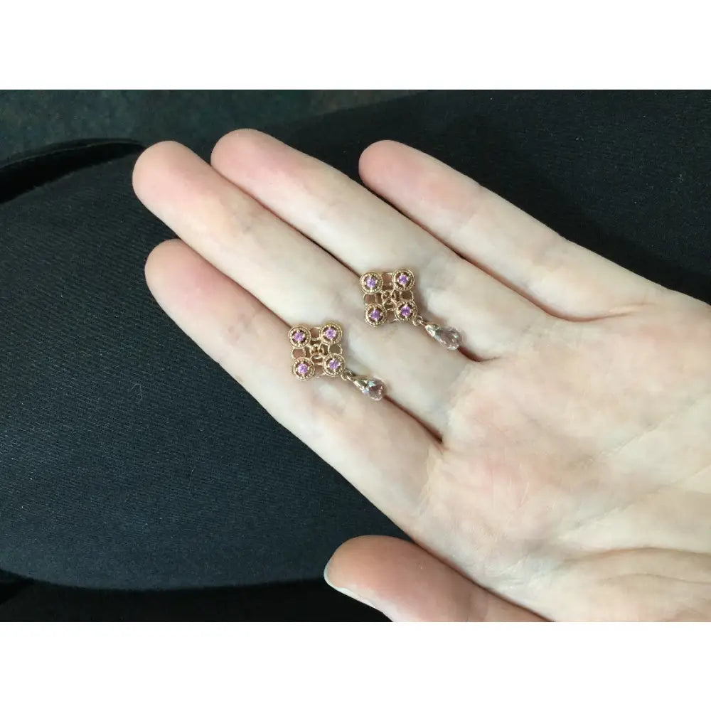 9 carat Rose Gold Amethyst & Pink Sapphire Earrings SEASPRAY