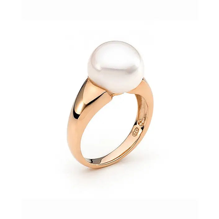 9 Carat Rose Gold Button 12mm Freshwater Pearl Ring