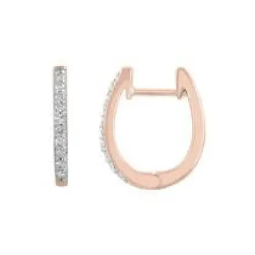 9 Carat Rose Gold Diamond  0.15 Carat Huggie Earrings