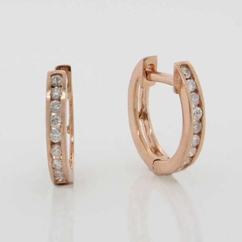 9 Carat Rose Gold Diamond Huggies  0.16ct