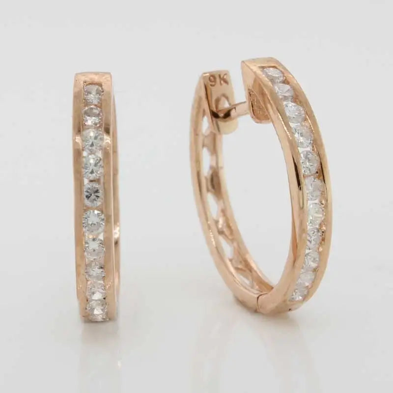 9 Carat Rose Gold Diamond Huggies  0.32ct