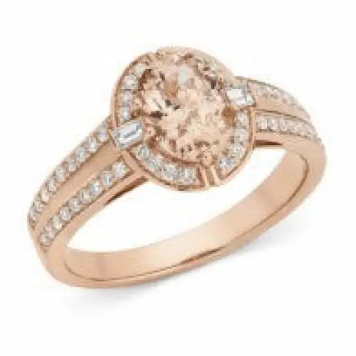 9 Carat Rose Gold Morganite & Diamond Ring