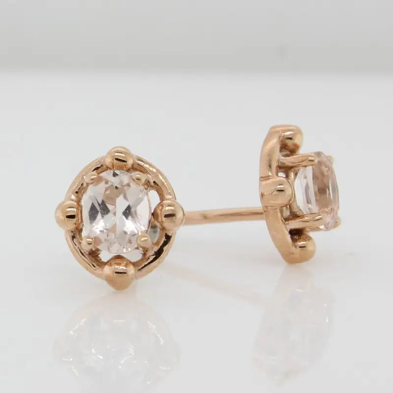 9 carat Rose Gold Morganite Stud Earrings