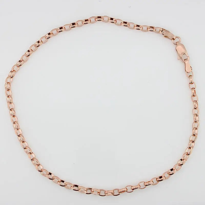 9 Carat Rose Gold Oval Belcher Anklet, 4.61 Grams