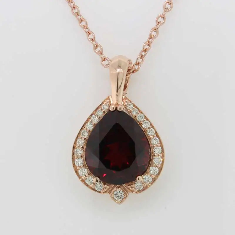 9 Carat Rose Gold Pear Garnet & Diamond 23=0.27ct Enhancer