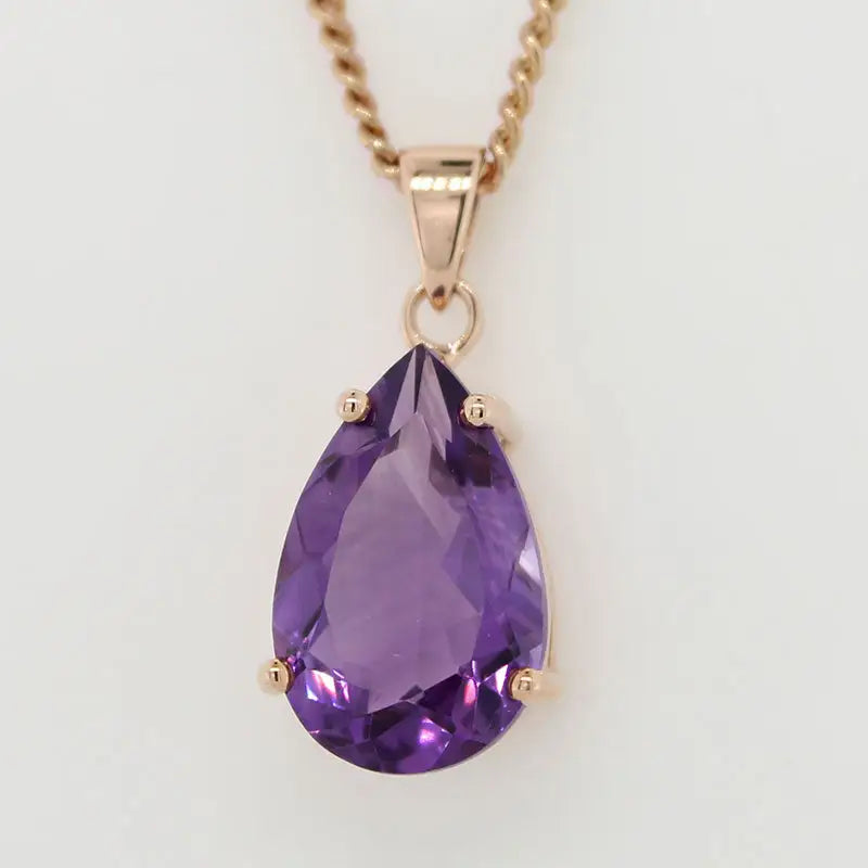 9 carat Rose Gold Pear Shaped Amethyst Pendant