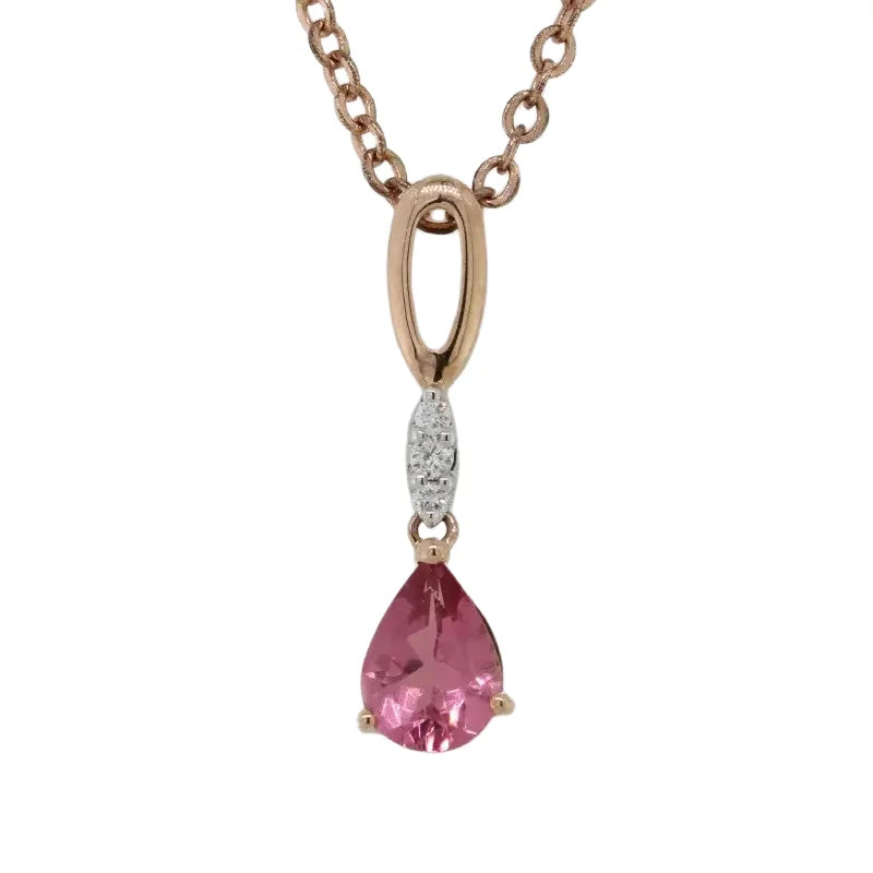 9 Carat Rose Gold Pink Tourmaline & Diamond Pendant SEASPRAY