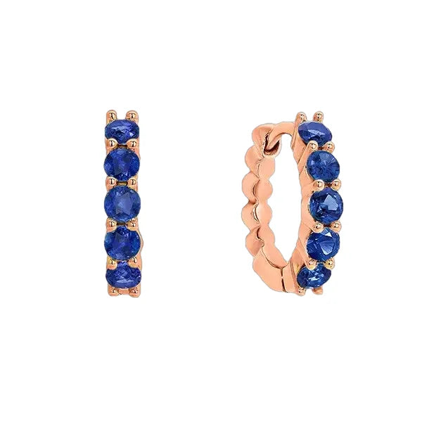 9 carat Rose Gold Sapphire 10=0.65ct Huggie Earrings