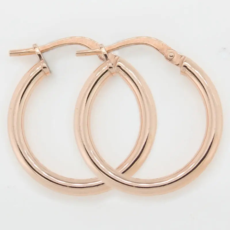 9 Carat Rose Gold Silver Bonded Hoop Earrings