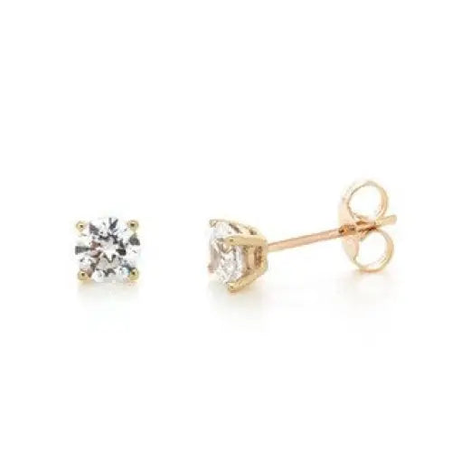 9 carat Rose Gold Swarovski Cubic Zirconia 7mm Round Stud Earrings