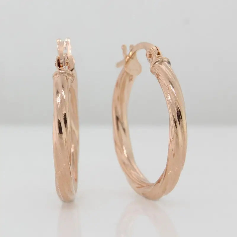 9 Carat Rose Gold Twist Hoop Earrings 2