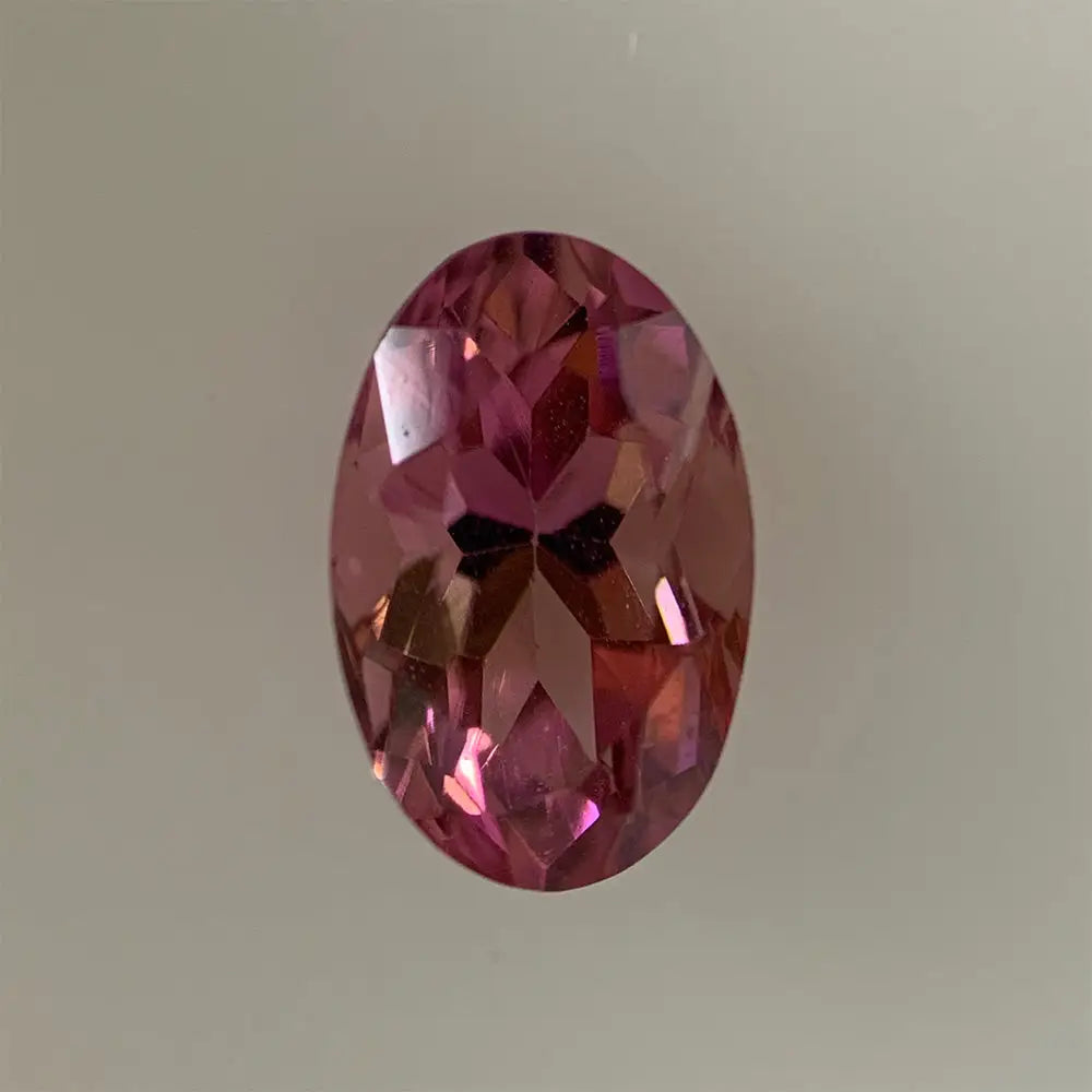 9 Carat White and Rose Gold Pink Tourmaline and Diamond Ring