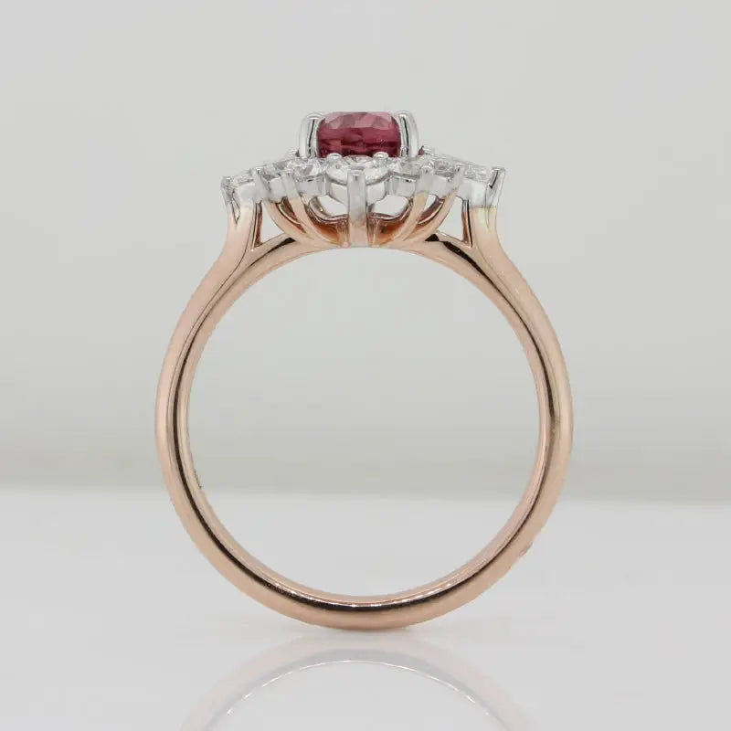 9 Carat White and Rose Gold Pink Tourmaline and Diamond Ring