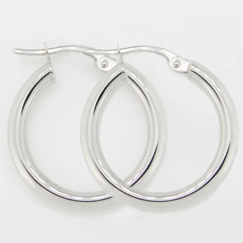 9 carat White Gold 15mm Hoop Earring