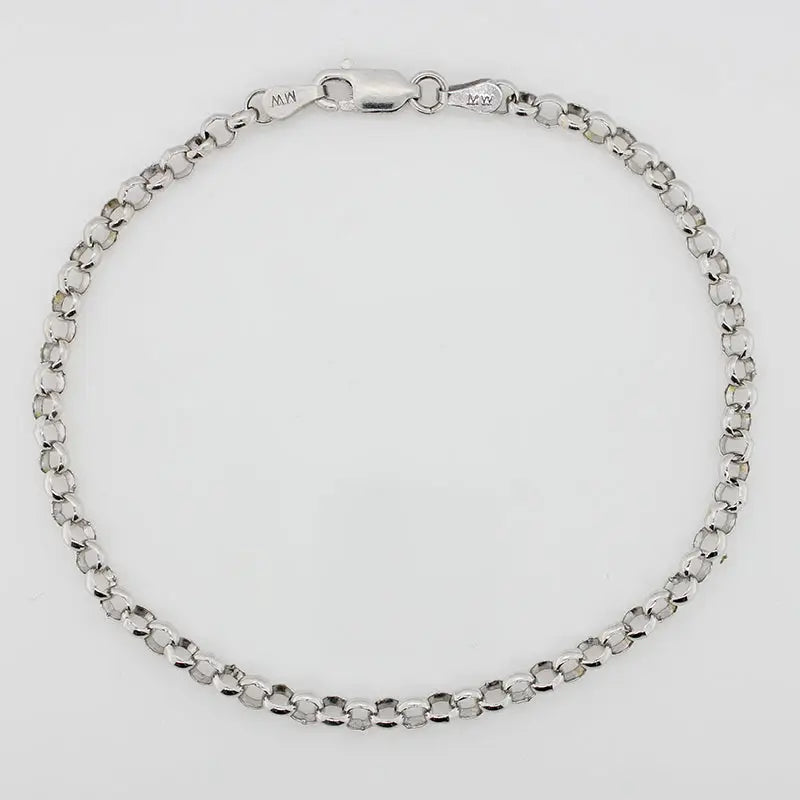 9 Carat White Gold 4.43g Belcher Bracelet, 19cm