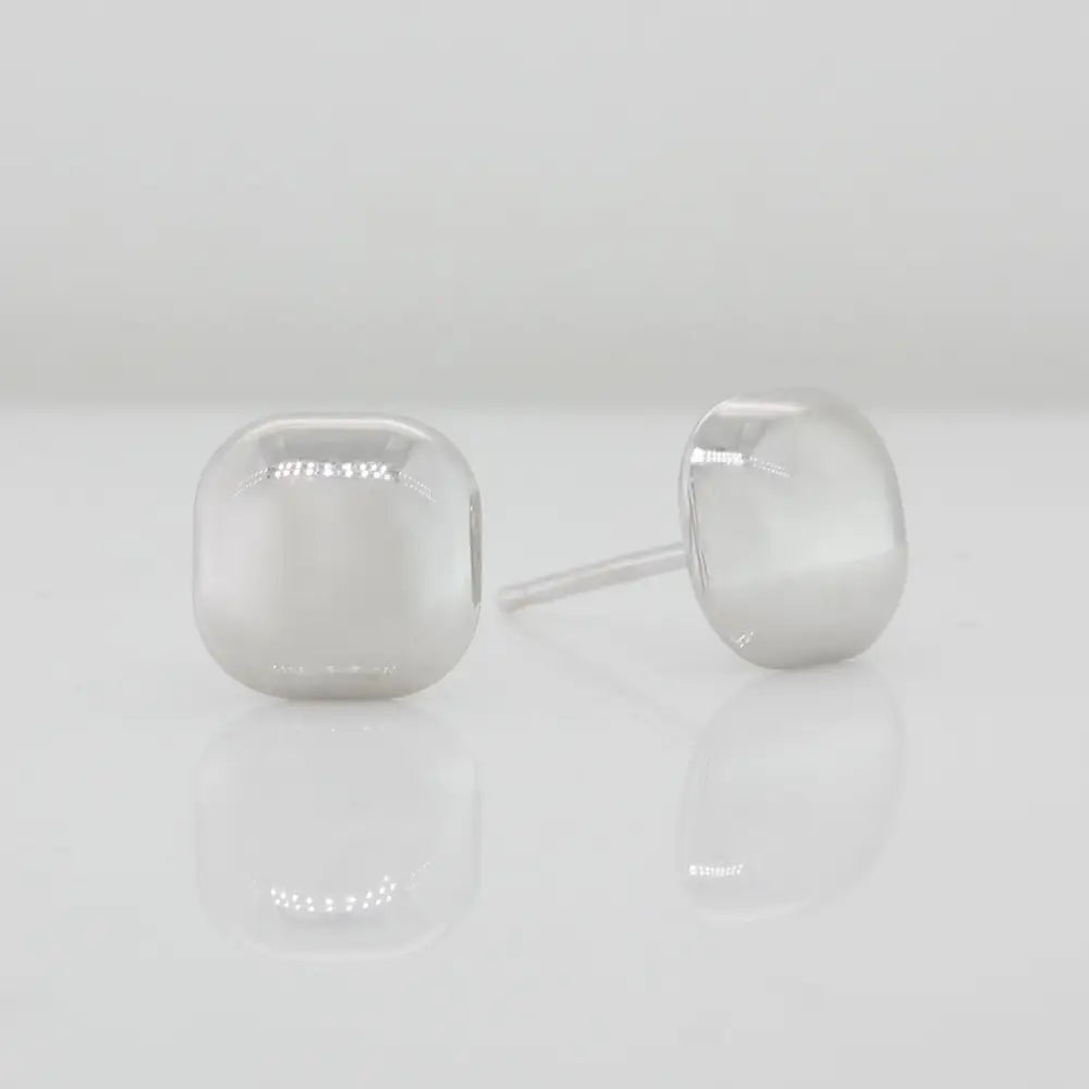 9 Carat White Gold 8mm Domed Cube Stud Earrings