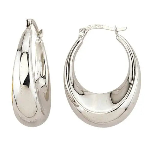 9 Carat White Gold and Silver Bonded Hoop Earrings