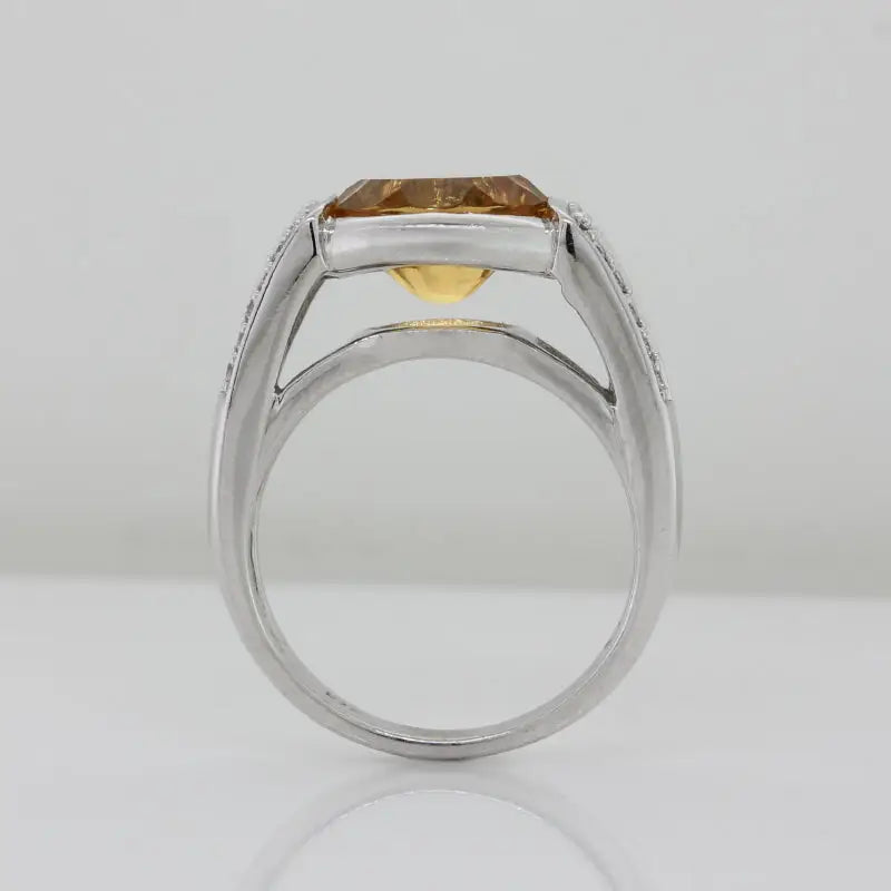 9 Carat White Gold Citrine & Diamond Dress Ring 