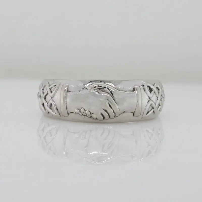 9 Carat White Gold Clasped Hands Ring (Fede Ring)