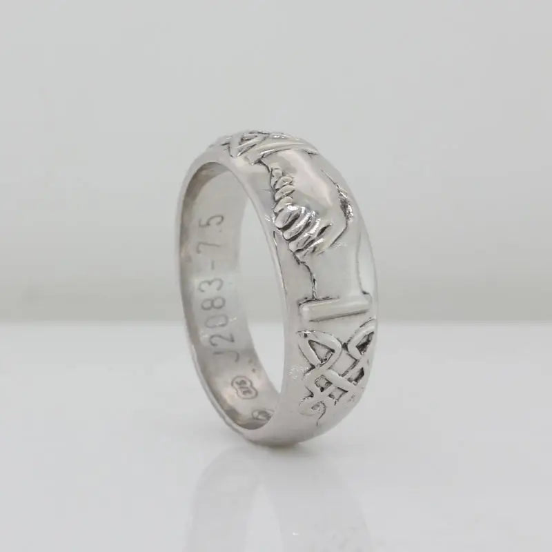 9 Carat White Gold Clasped Hands Ring (Fede Ring)