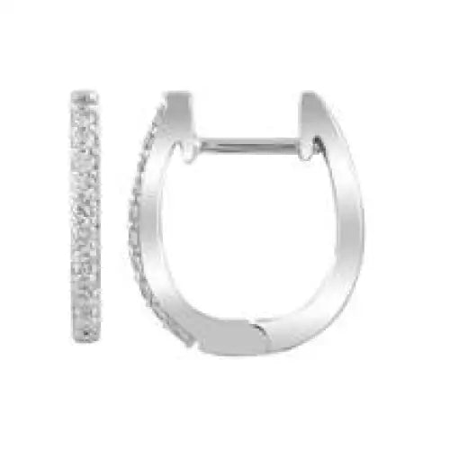 9 Carat White Gold Diamond  0.15 Carat Huggie Earrings