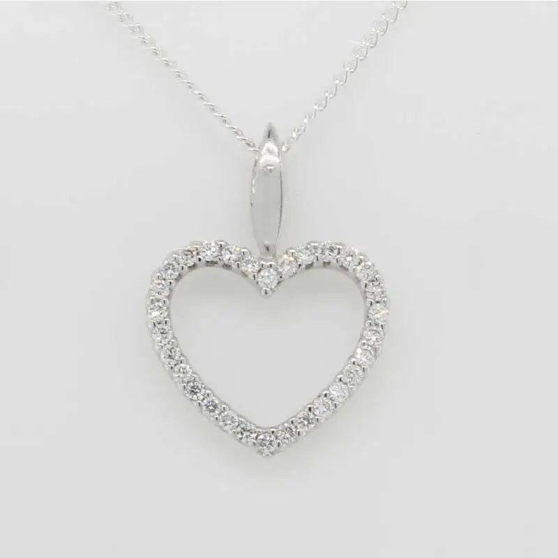 9 carat White Gold Diamond 0.15ct Heart Pendant