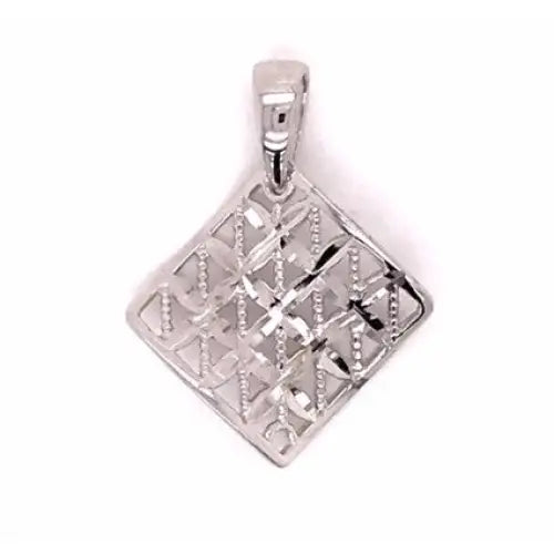 9 carat White Gold Diamond Cut Diamond Shaped Fancy Pendant