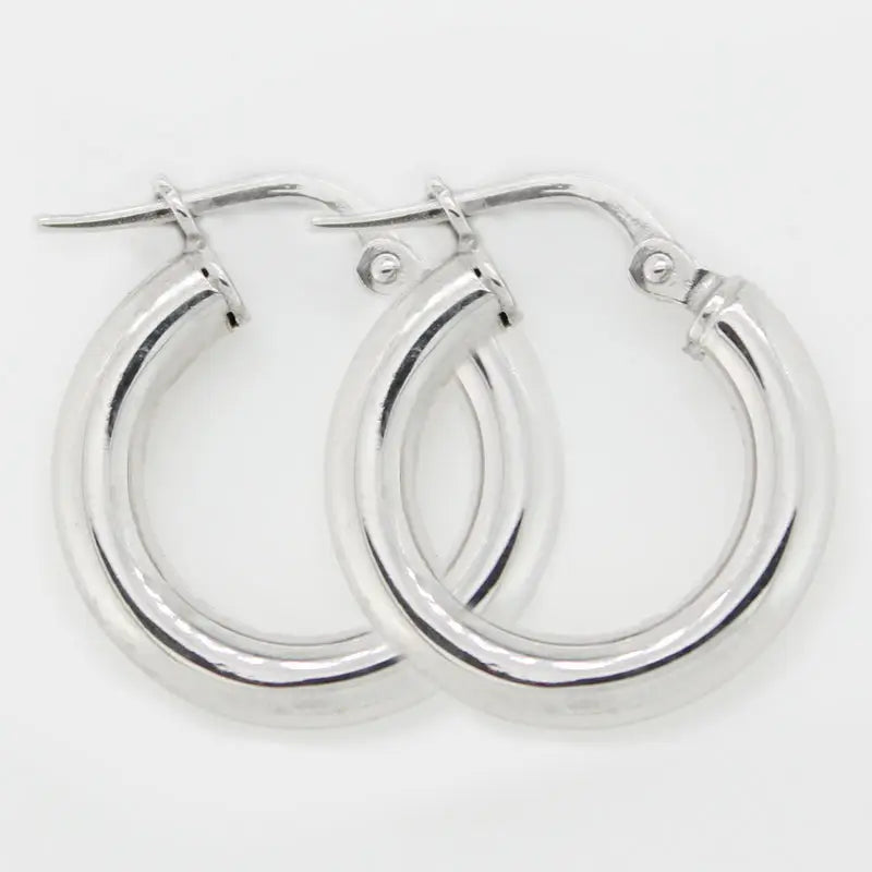 9 Carat White Gold Italian Hoop Earrings