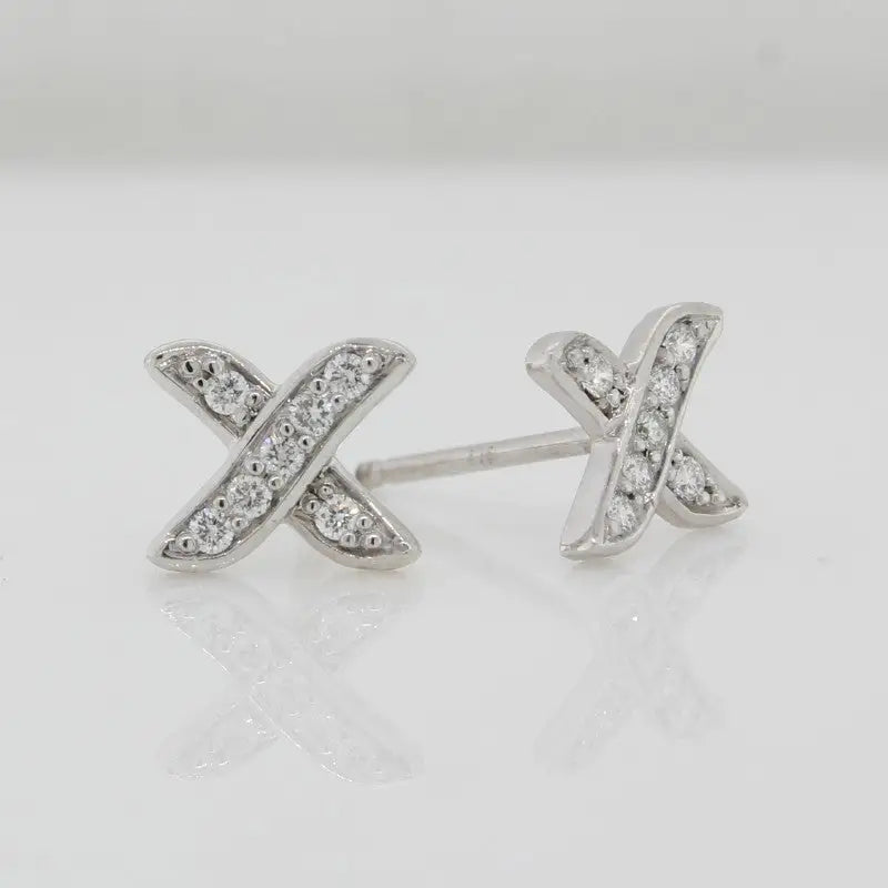 9 Carat White Gold "Kiss" Diamond  0.10  Carat Stud Earrings