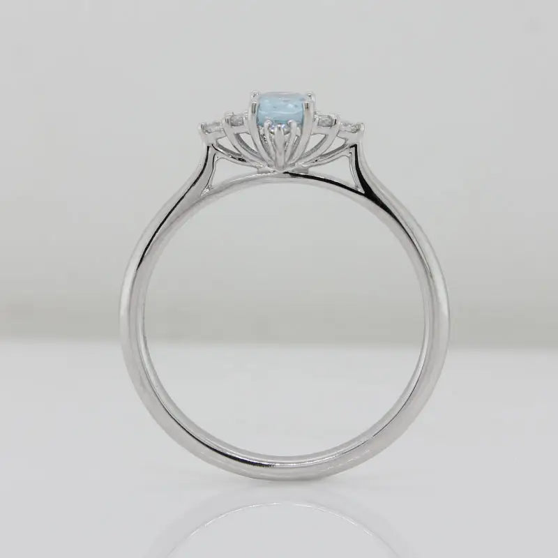 9 Carat White Gold Oval Aquamarine & Diamond Ring