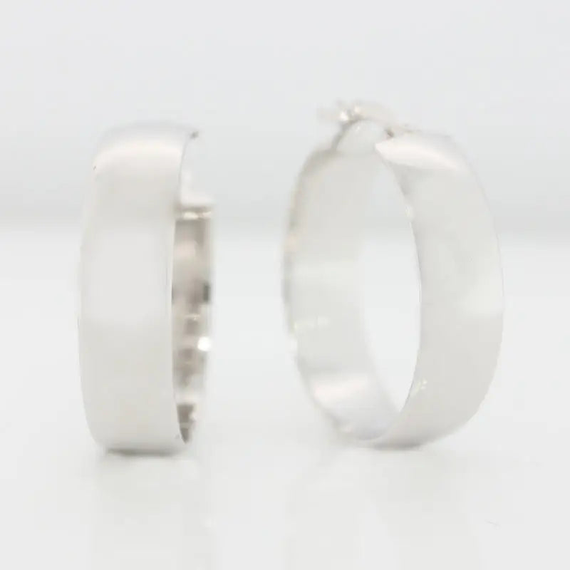 9 Carat White Gold  Silver Filled Hoop Earrings 20mm Diameter 6mm Width