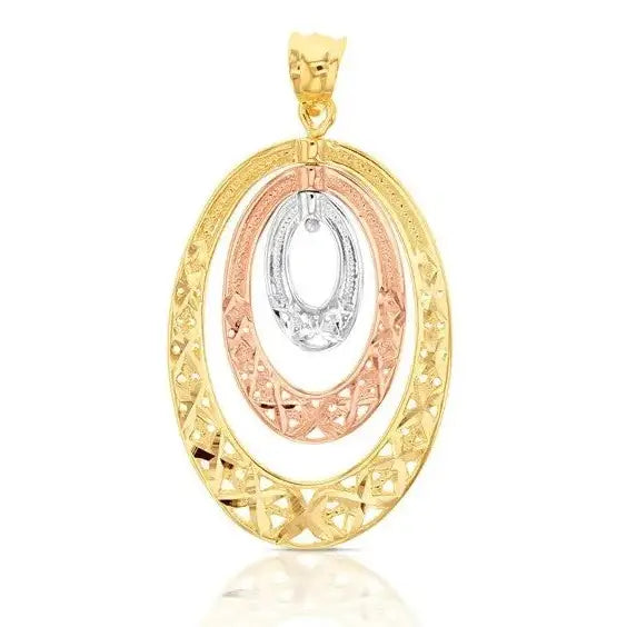 9 Carat White Rose & Yellow Gold Triple Oval Rotating Drops