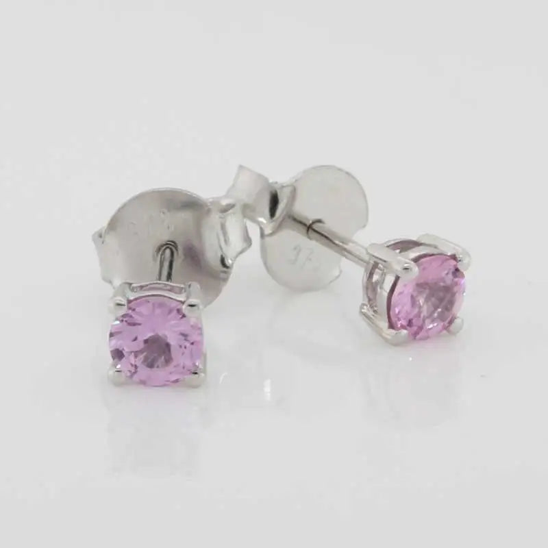 9 carat Wite Gold Pink Sapphire = 0.65ct Stud Earrings