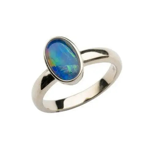 9 Carat Yellow Gold  10x6mm Oval Triplet Opal Ring