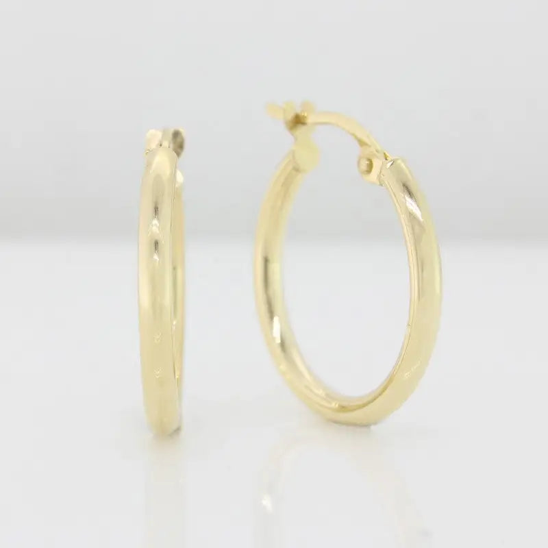 9 Carat Yellow Gold 15mm Internal Diameter, 2mm Tube, Hoop Earrings