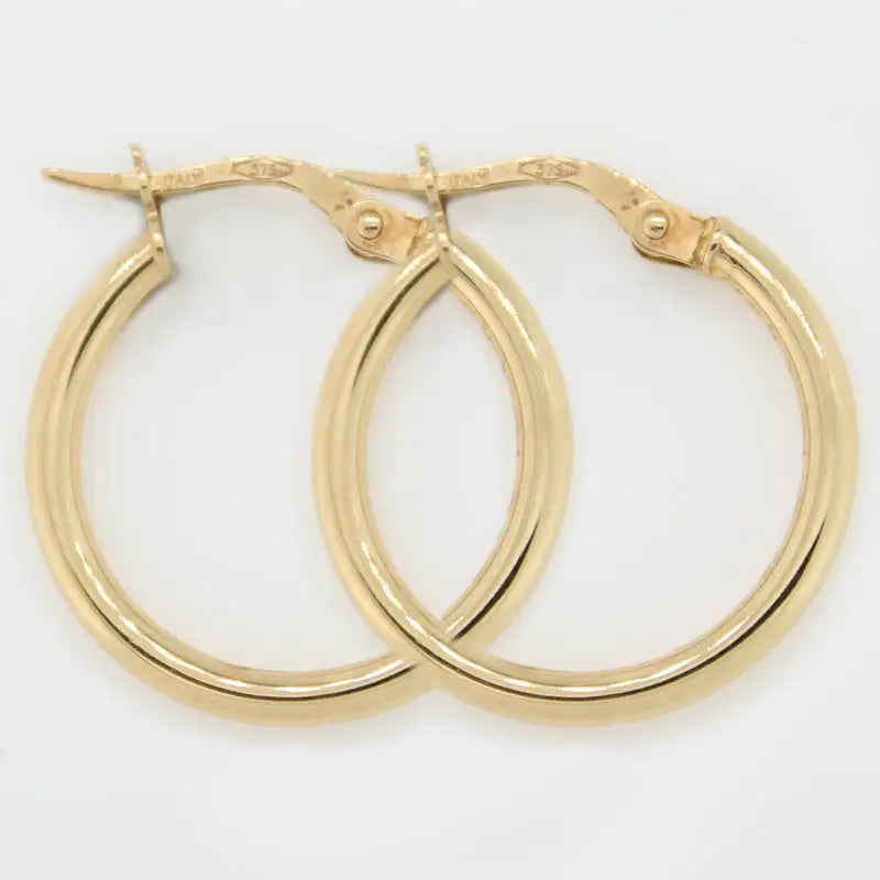 9 Carat Yellow Gold 15mm Internal Diameter Hoop Earrings