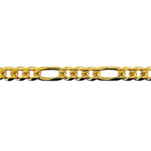 9 Carat Yellow Gold 18cm Bevelled Diamond Cut 1+3 Figaro Bracelet 9.60g