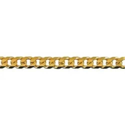 9 Carat Yellow Gold 19cm Bevelled Curb Diamond Cut Bracelet, 11.24 Grams