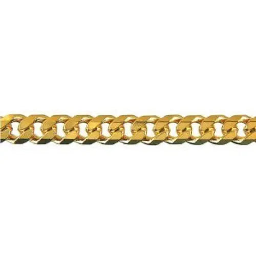 9 Carat Yellow Gold 19cm Bevelled Curb Diamond Cut Bracelet