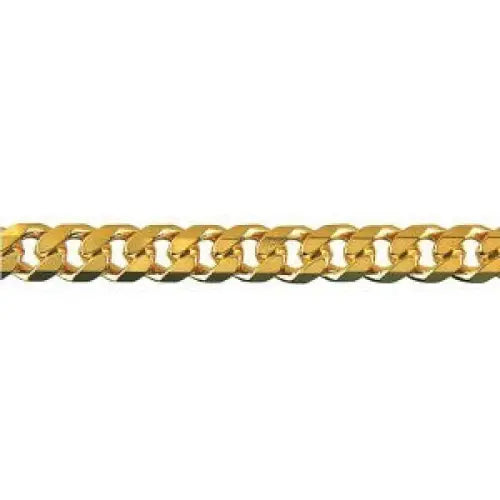 9 Carat Yellow Gold 19cm Bevelled Curb Diamond Cut Bracelet, 14.03 Grams