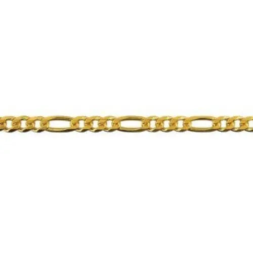 9 Carat Yellow Gold 19cm Bevelled Diamond Cut 1+3 Figaro Bracelet