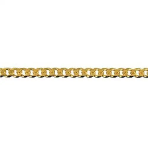 9 Carat Yellow Gold 19cm Bevelled Diamond Cut Curb Bracelet