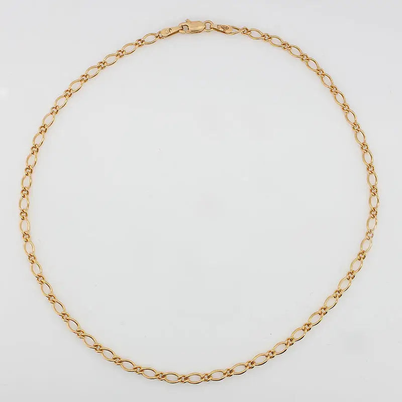 9 Carat Yellow Gold 2.78g Oval Figaro Anklet