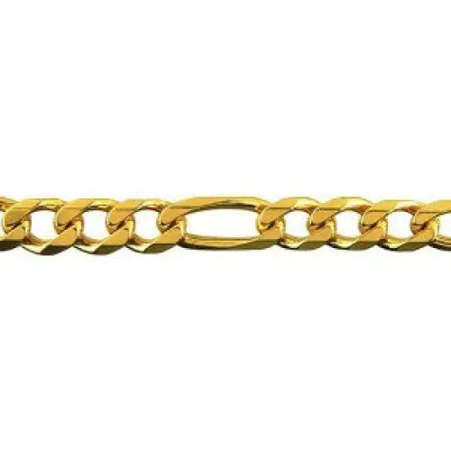9 Carat Yellow Gold 21cm 19.37g Bevelled Diamond Cut Figaro 1+3 Bracelet